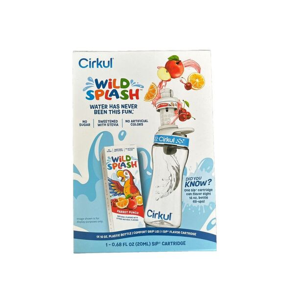 Cirkull 16oz Plastic Water Bottle Starter Kit with Blue Lid, 1 Flavor Cartridge - Picture 1 of 6